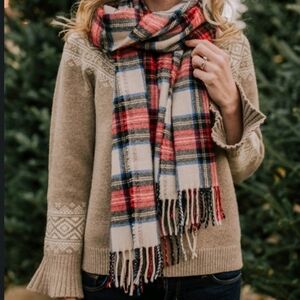 J. CREW Classic Tartan Plaid Scotland Virgin Wool Fringe Edge Unisex Scarf OSFA